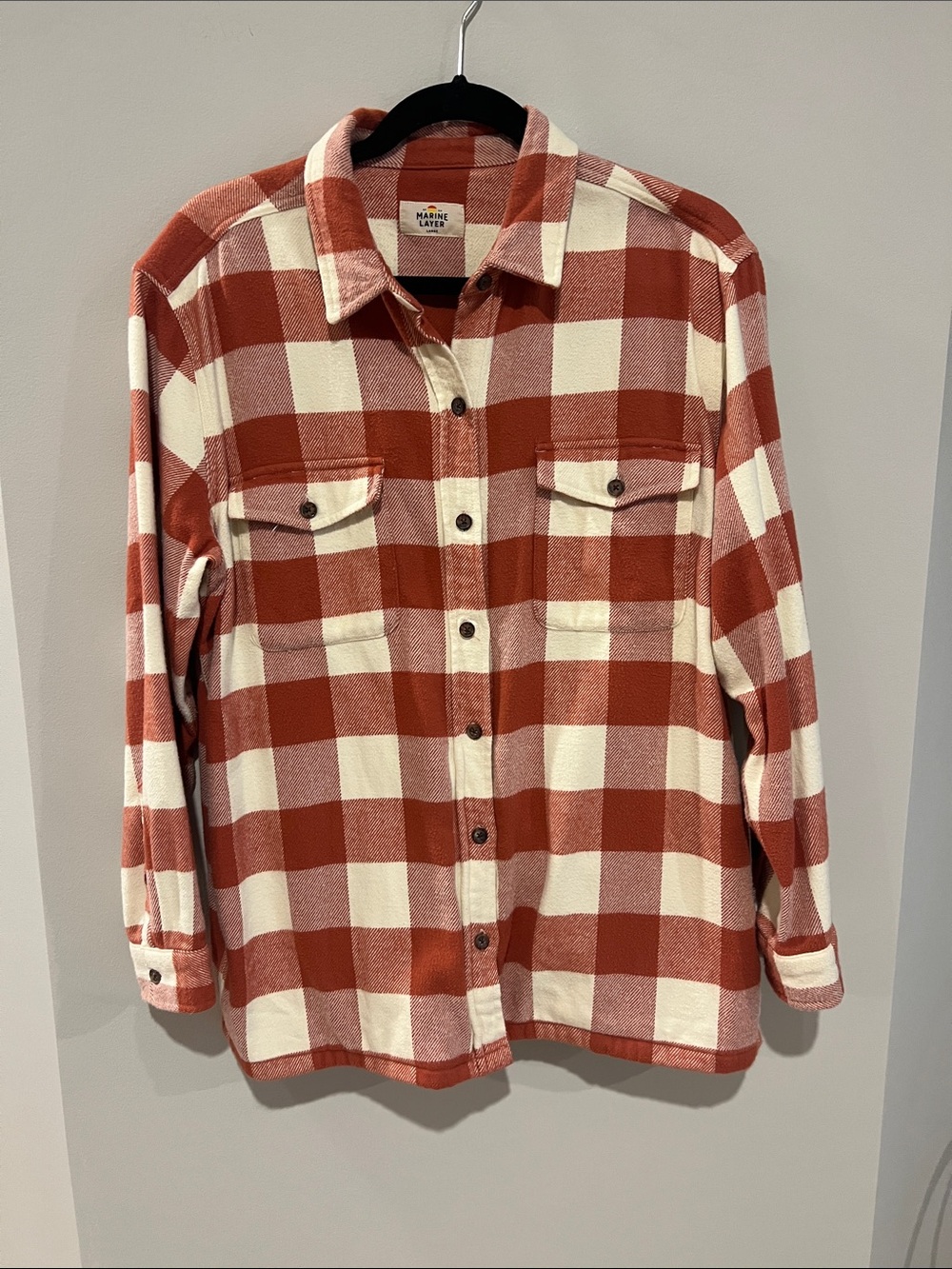 Women’s Marine Layer Rust and Cream Check Shirt Jacket
